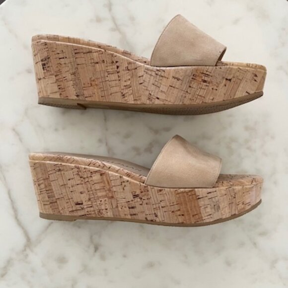 Stuart Weitzman Platform Wedge Espadrilles, Nude, Size 6.5 (7) - Picture 5 of 6